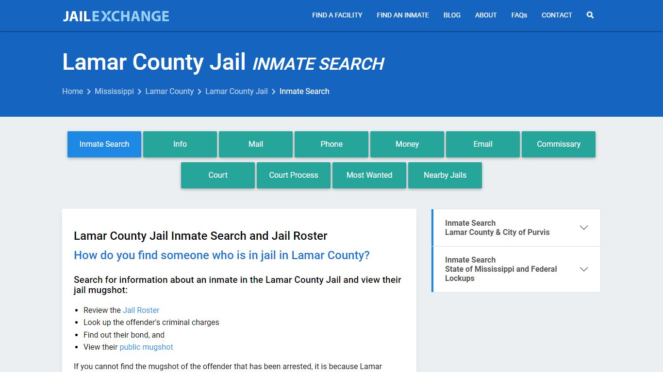 Inmate Search: Roster & Mugshots - Lamar County Jail, MS
