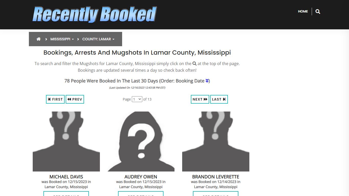 Bookings, Arrests and Mugshots in Lamar County, Mississippi